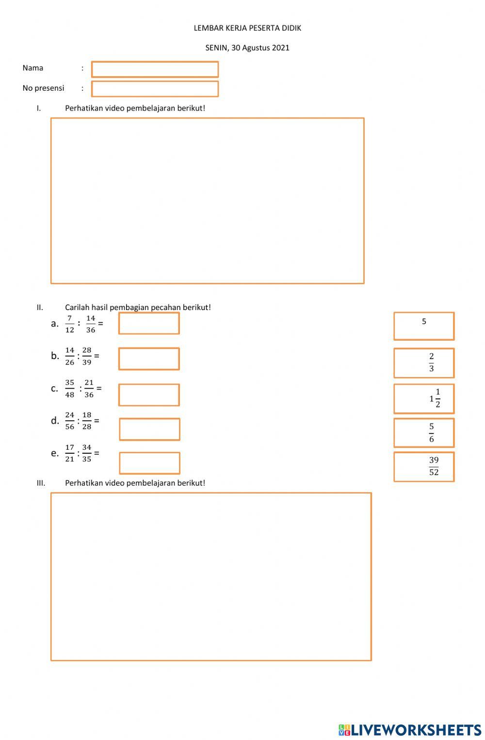 Pembagian pecahan biasa