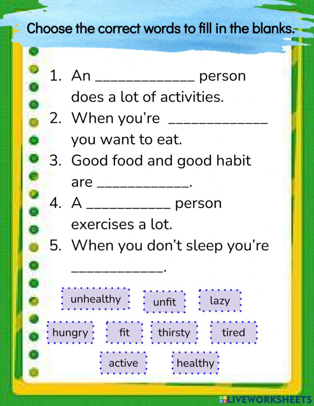 Fill in the blanks online exercise for 5 | Live Worksheets fill-in-the-blanks-online-exercise-for-5-live-worksheets