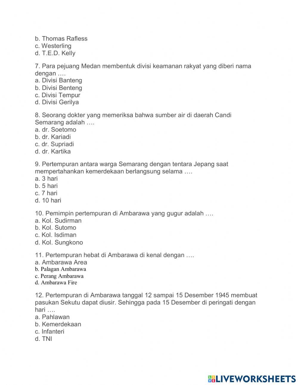 Ips pertempuran setelah kemerdekaan