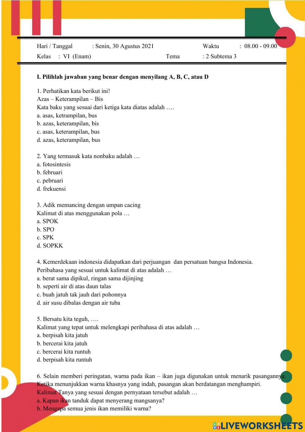 Ulhar tema 2 subtema 3 kelas 6 Ulhar tema 2 subtema 3 kelas 6
