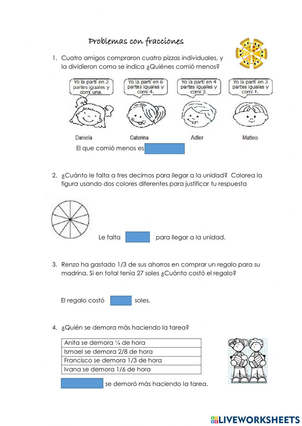 Problemas con fracciones