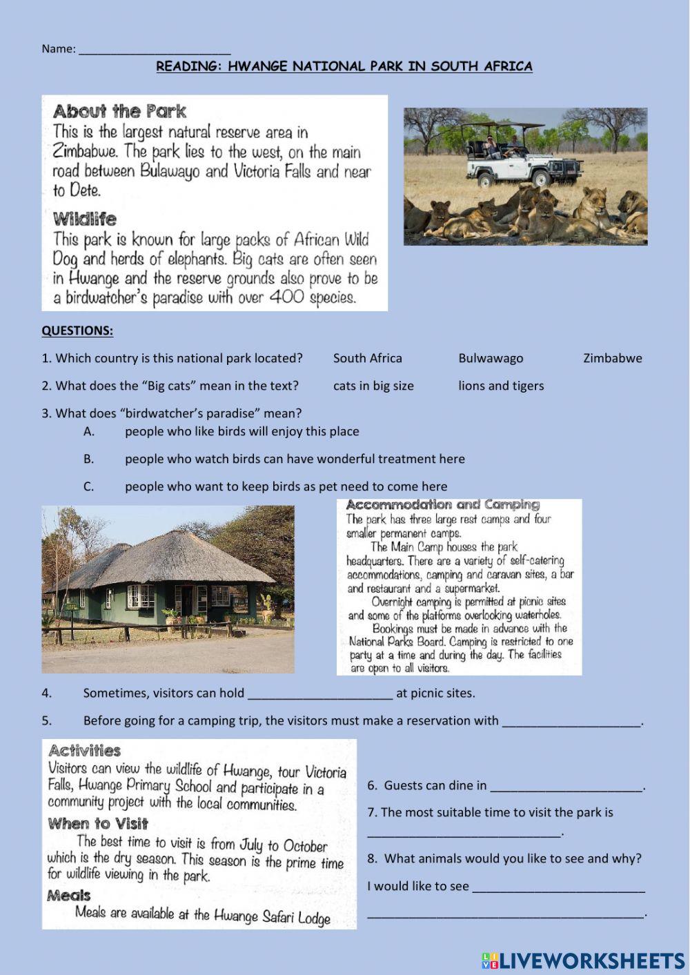 Reading on national park