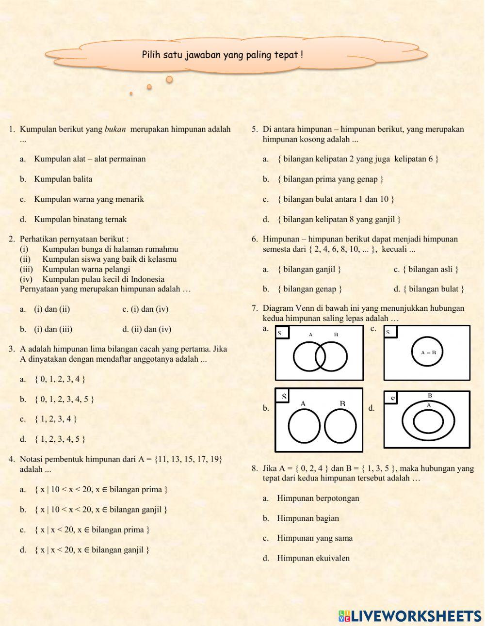 Pertemuan 5 Evaluasi Himpunan