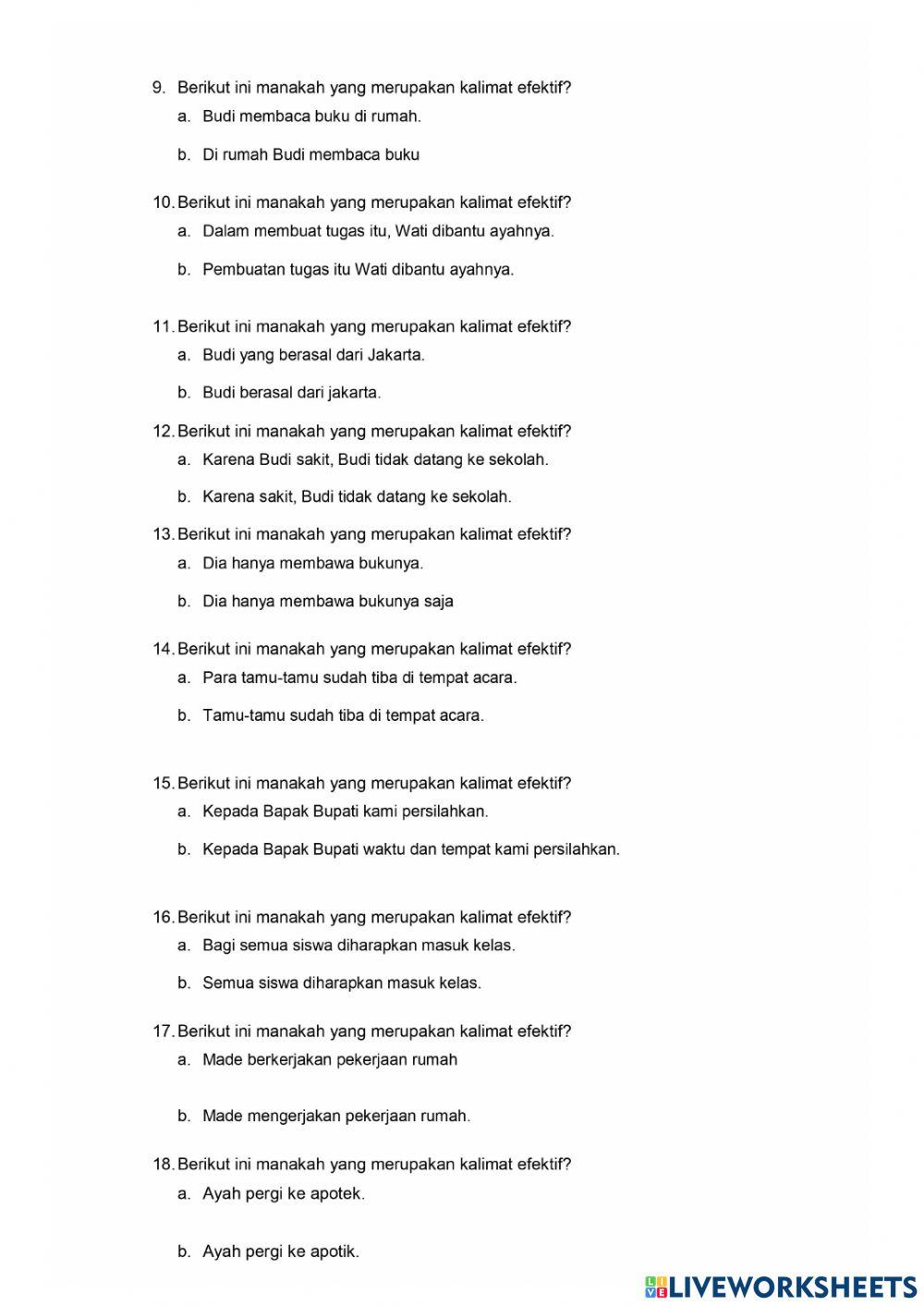 Lembar kerja kelas 6 bahasa indonesia