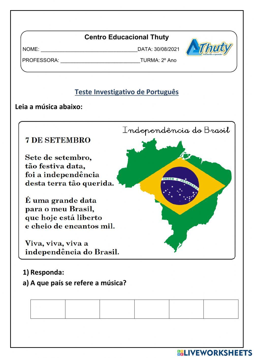 30-08 Teste Investigativo de Português