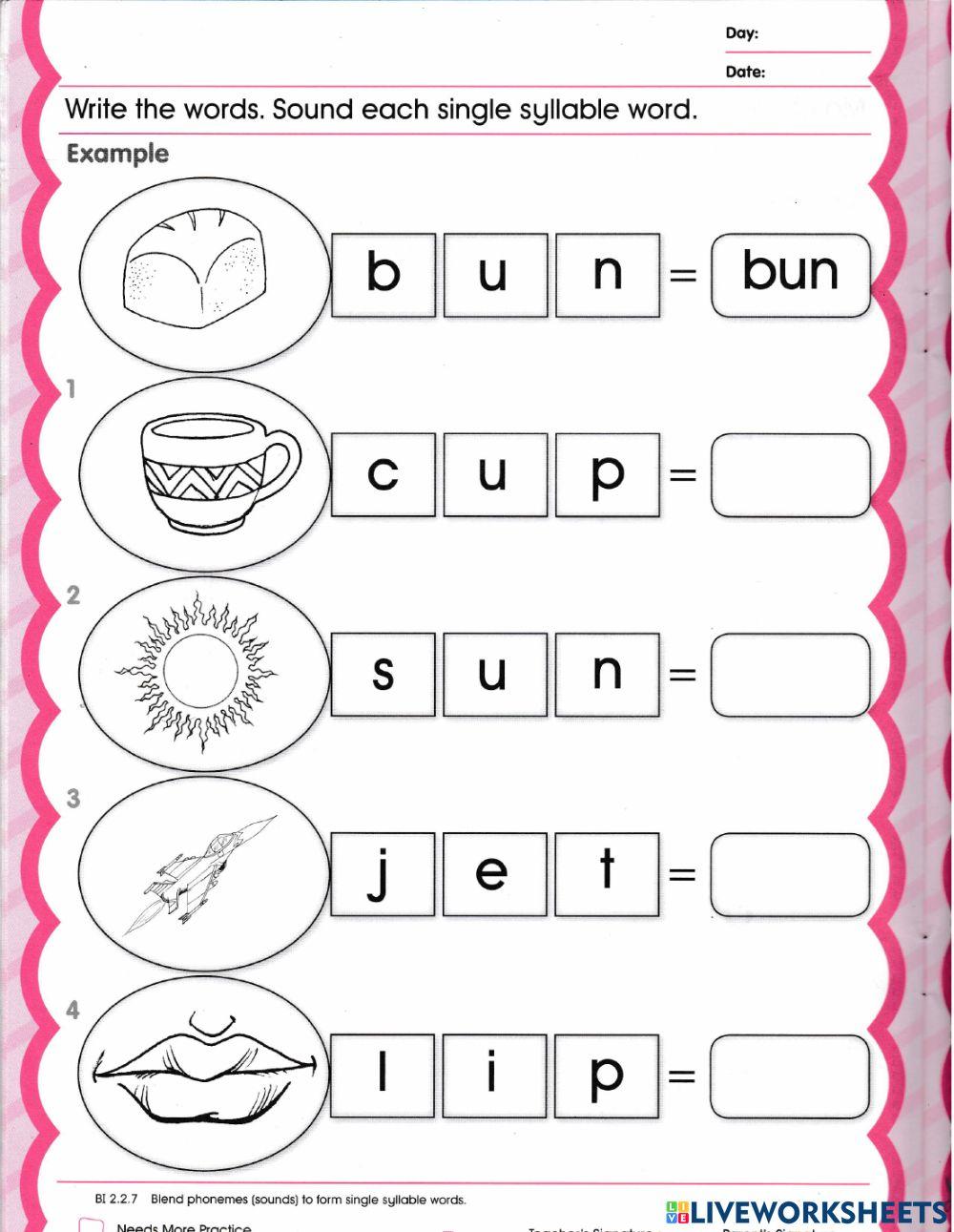 Blend Phonemes online exercise for Live Worksheets Blend Phonemes online exercise for Live Worksheets