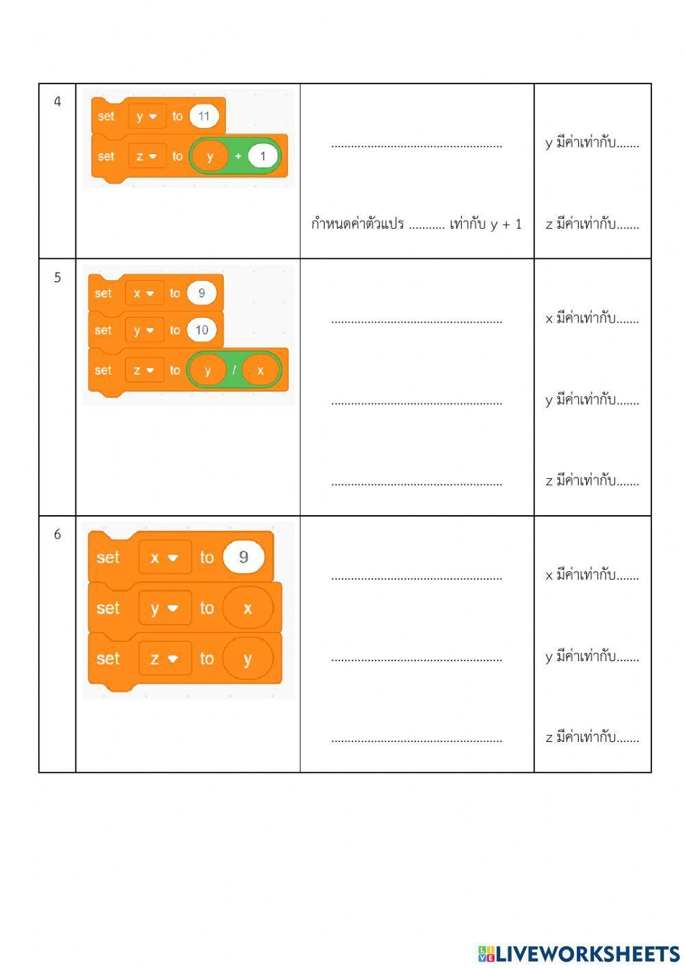 แบบทดสอบกิจกรรมที่ 9 การสร้างตัวแปรใน Scratch
