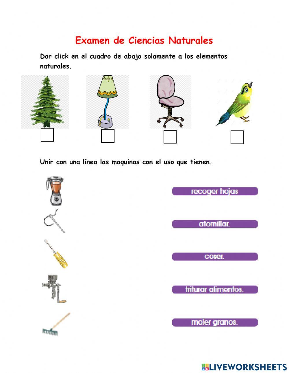 Examen ciencias naturales