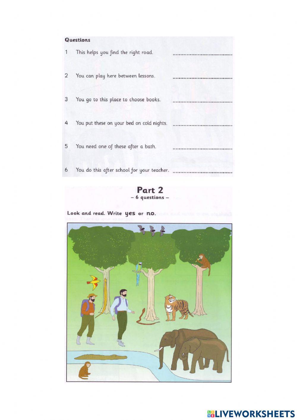 MOVERS 1 - CŨ - TEST 1 - READING AND WRITING