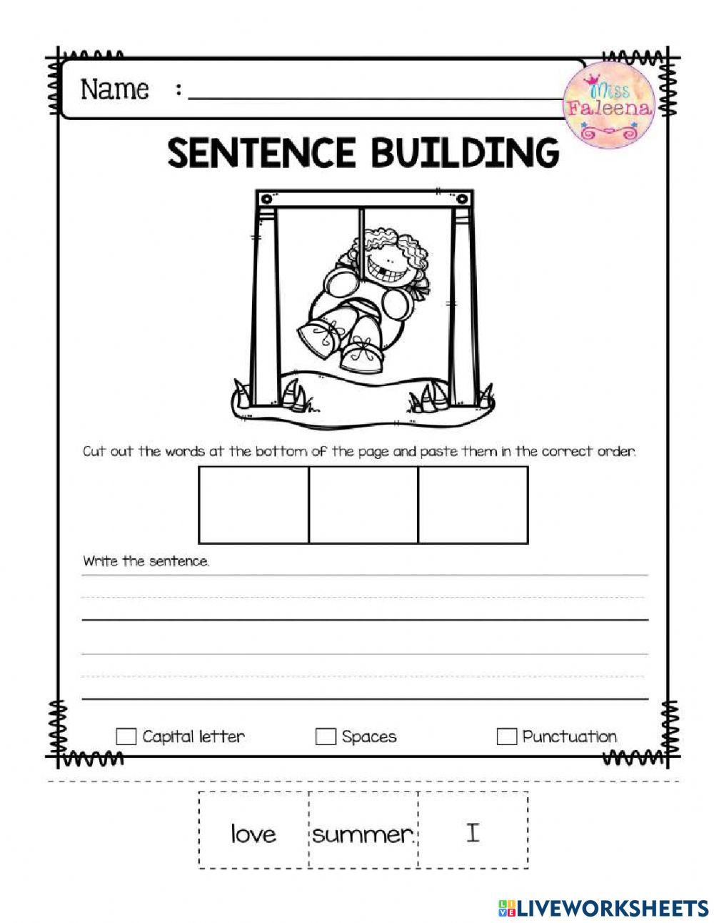 1326850 | Sentence building | Jenny1309 | LiveWorksheets