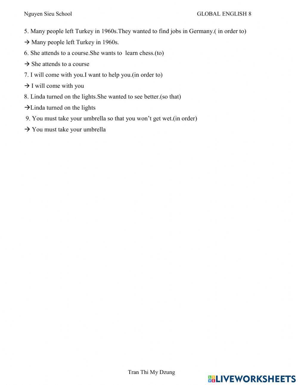 In order to, so as to, so that