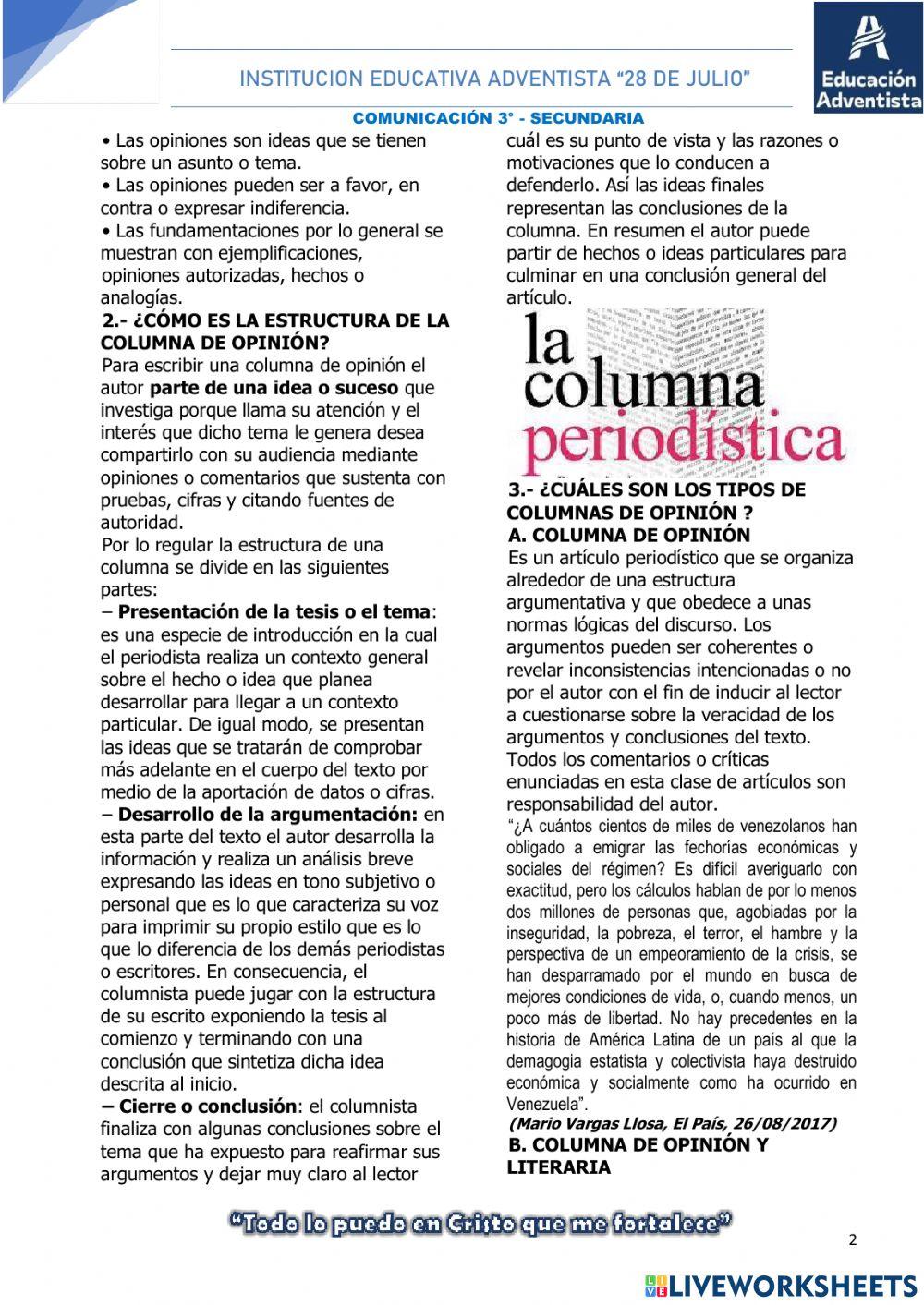 Planifico y Textualizo una columna periodística