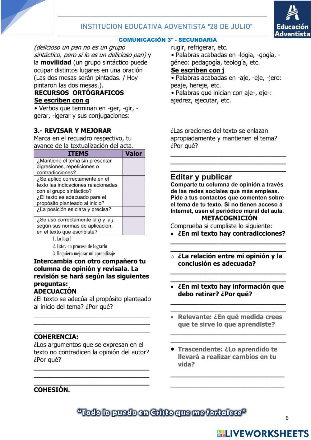 Planifico y Textualizo una columna periodística