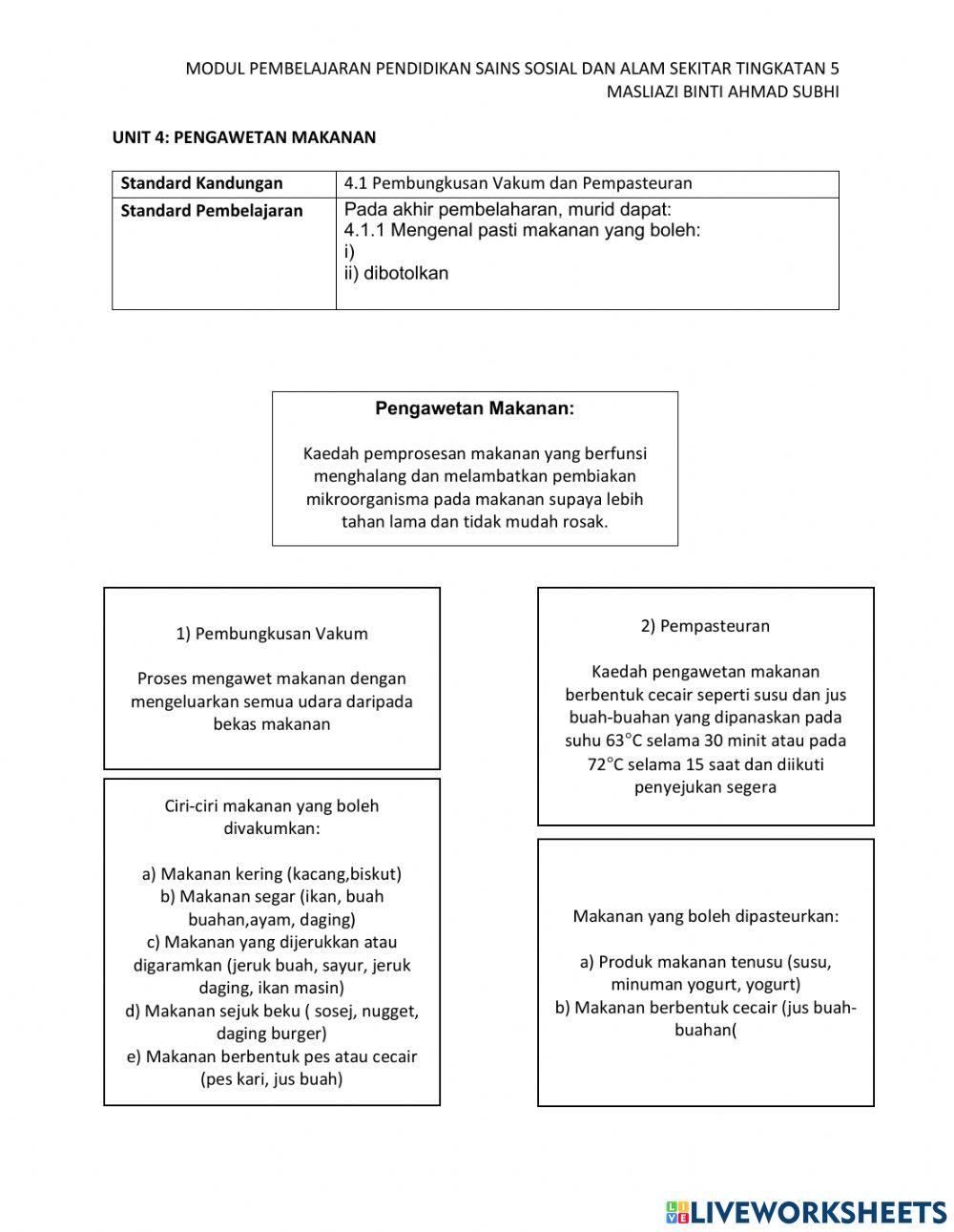 Unit 4: Pengawetan Makanan
