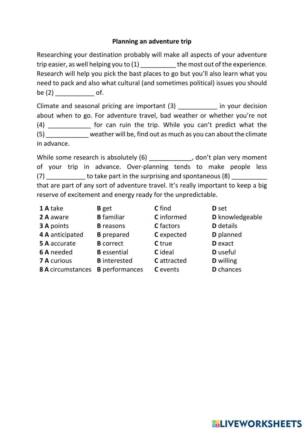 Planning an adventure trip