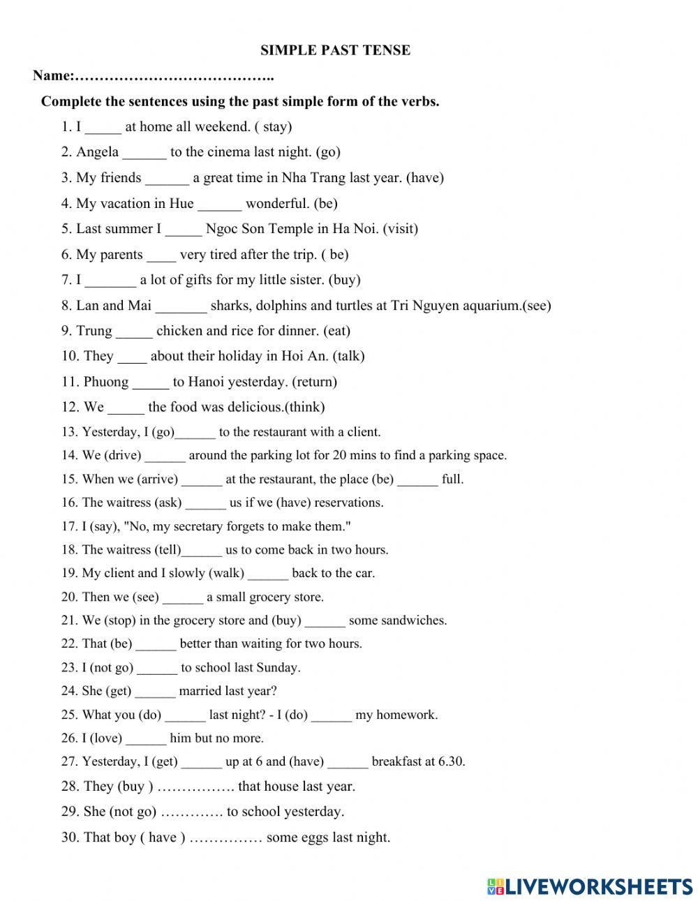 Grammar: simple past