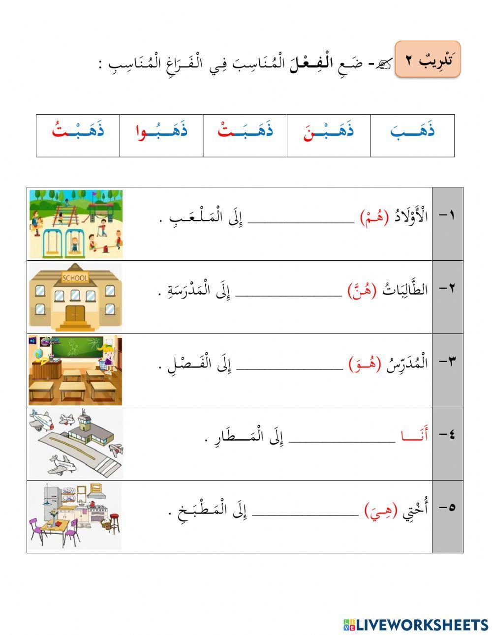 تصريف الفعل الماضي مع الضمائر المنفصلة