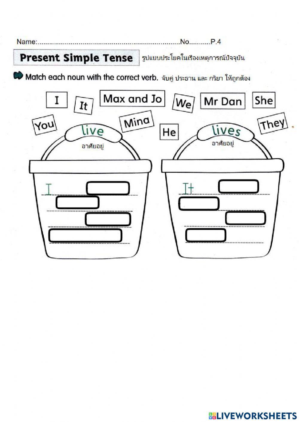 วิชาภาษาอังกฤษ  เรื่อง Present simple Tense