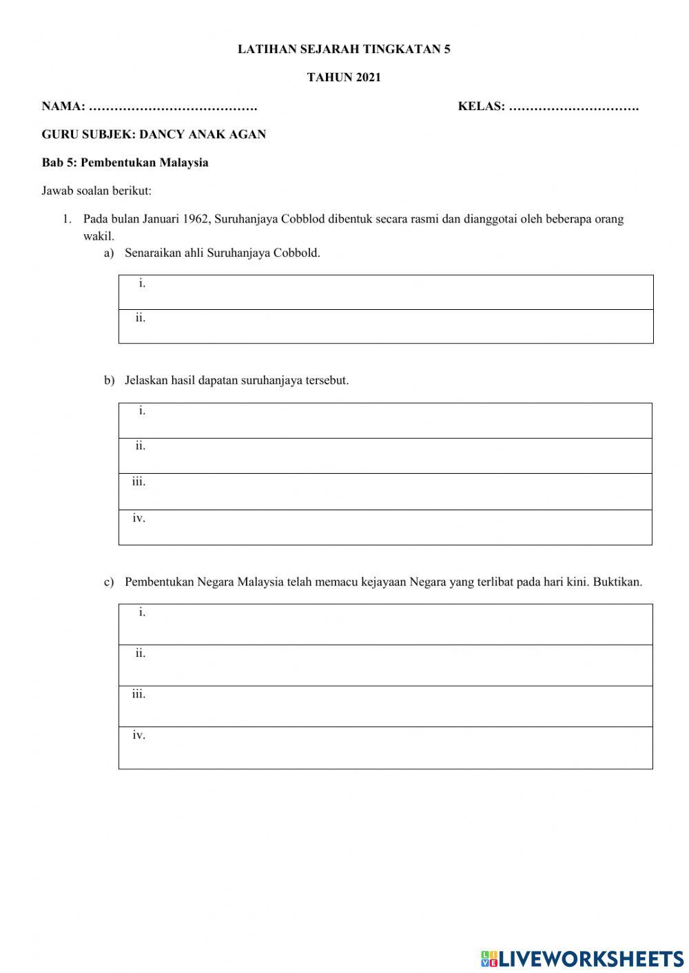 Sejarah T5 BAB 5 PEMBENTUKAN MALAYSIA
