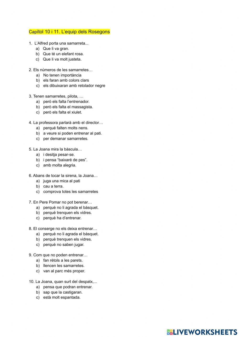 L'equip del Rossegons. Cap 10 i 11