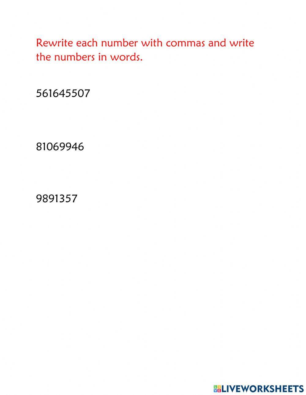 Writing numbers in word form