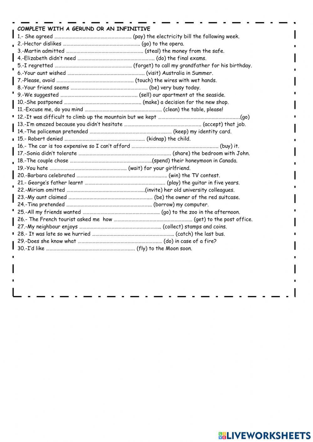 Gerund and infinitive