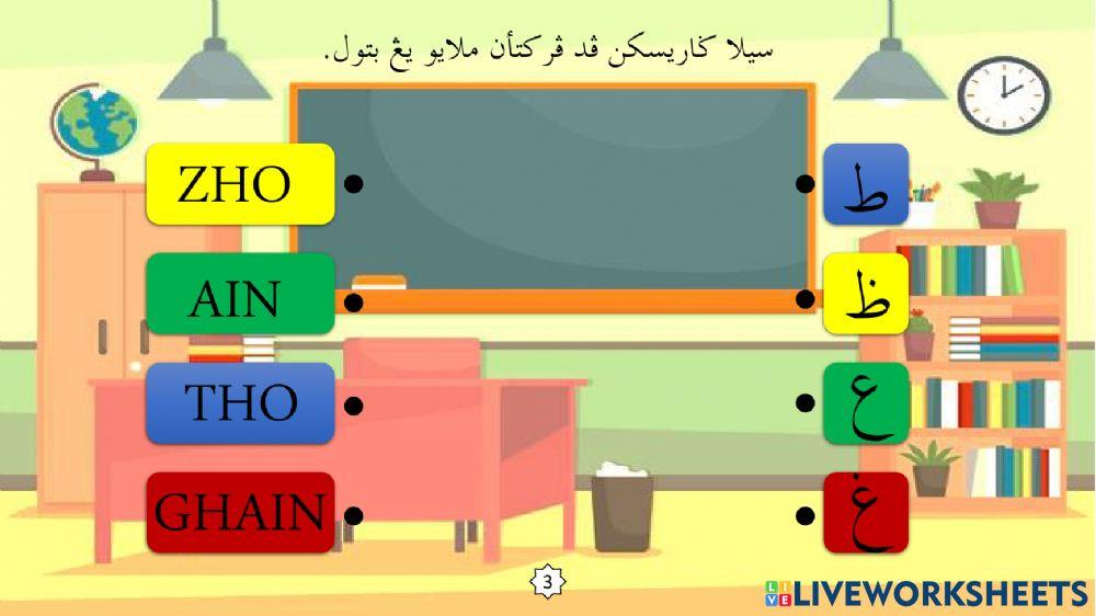 Latihan Huruf Jawi : 5. Tho - Ghain