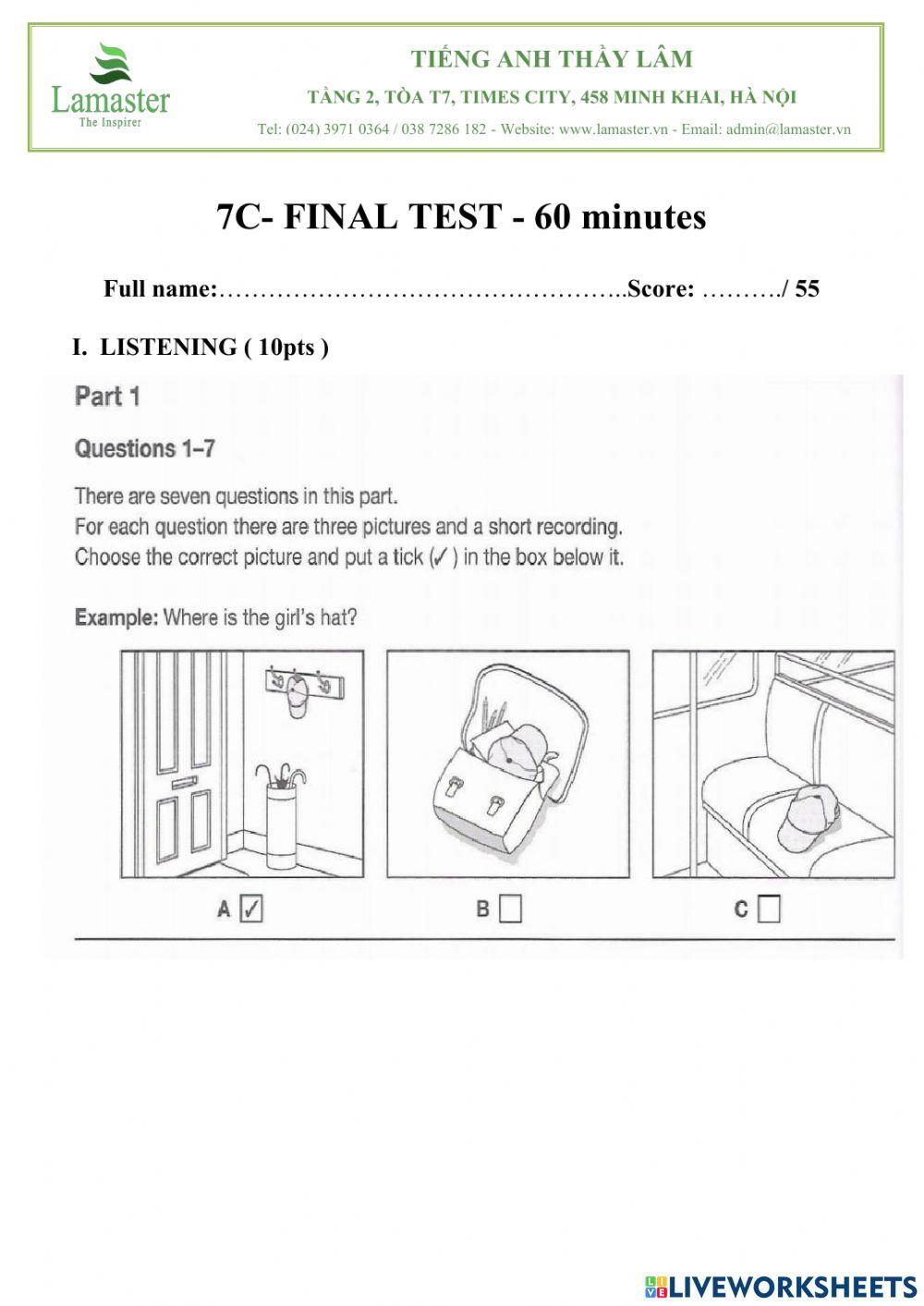 7c test 2 worksheet | Live Worksheets