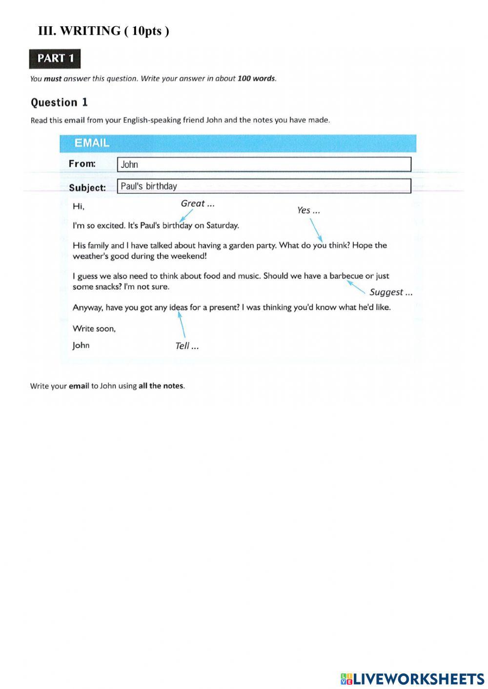 7c test 2 worksheet | Live Worksheets