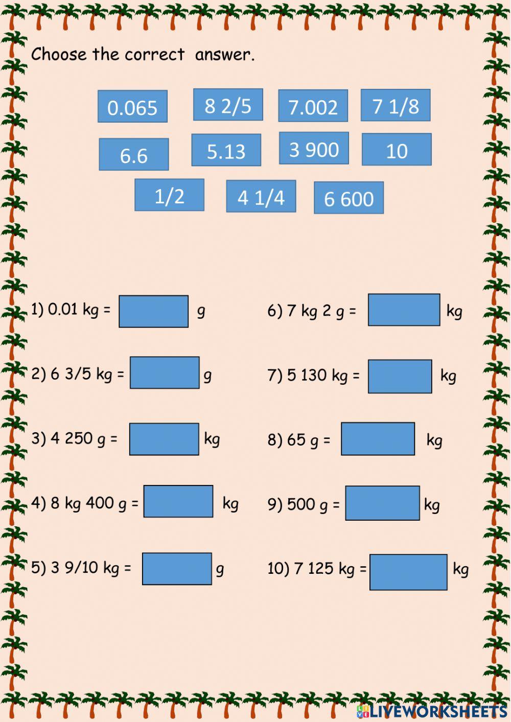 Pdf online worksheet: Mass | Live Worksheets