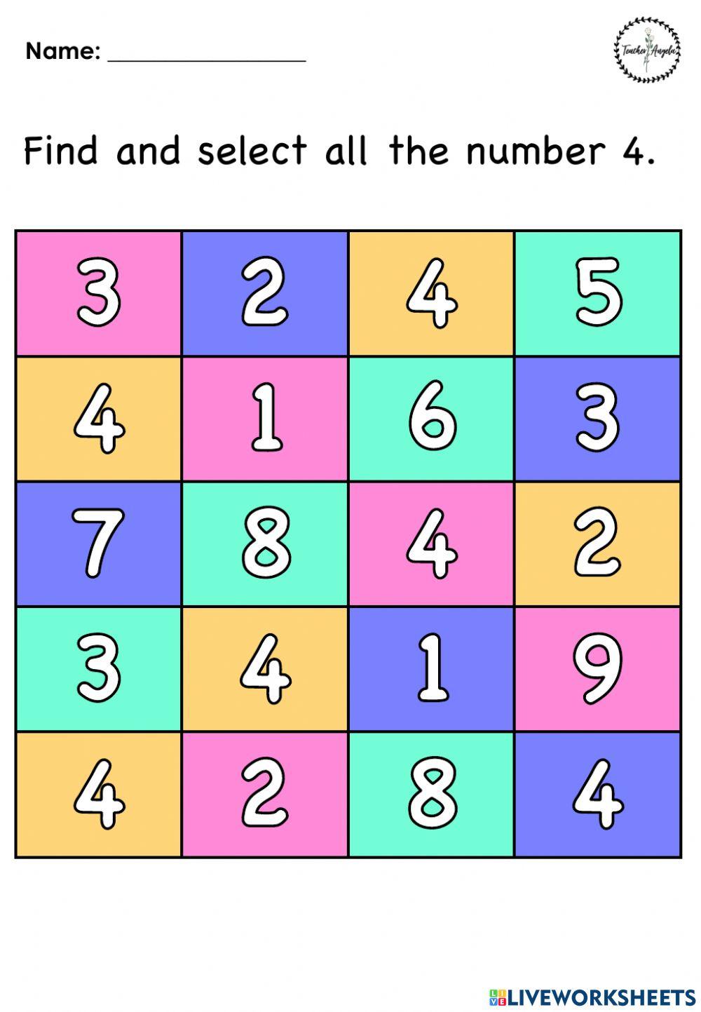 Find the number 4 interactive worksheet | Live Worksheets find-the-number-4-interactive-worksheet-live-worksheets