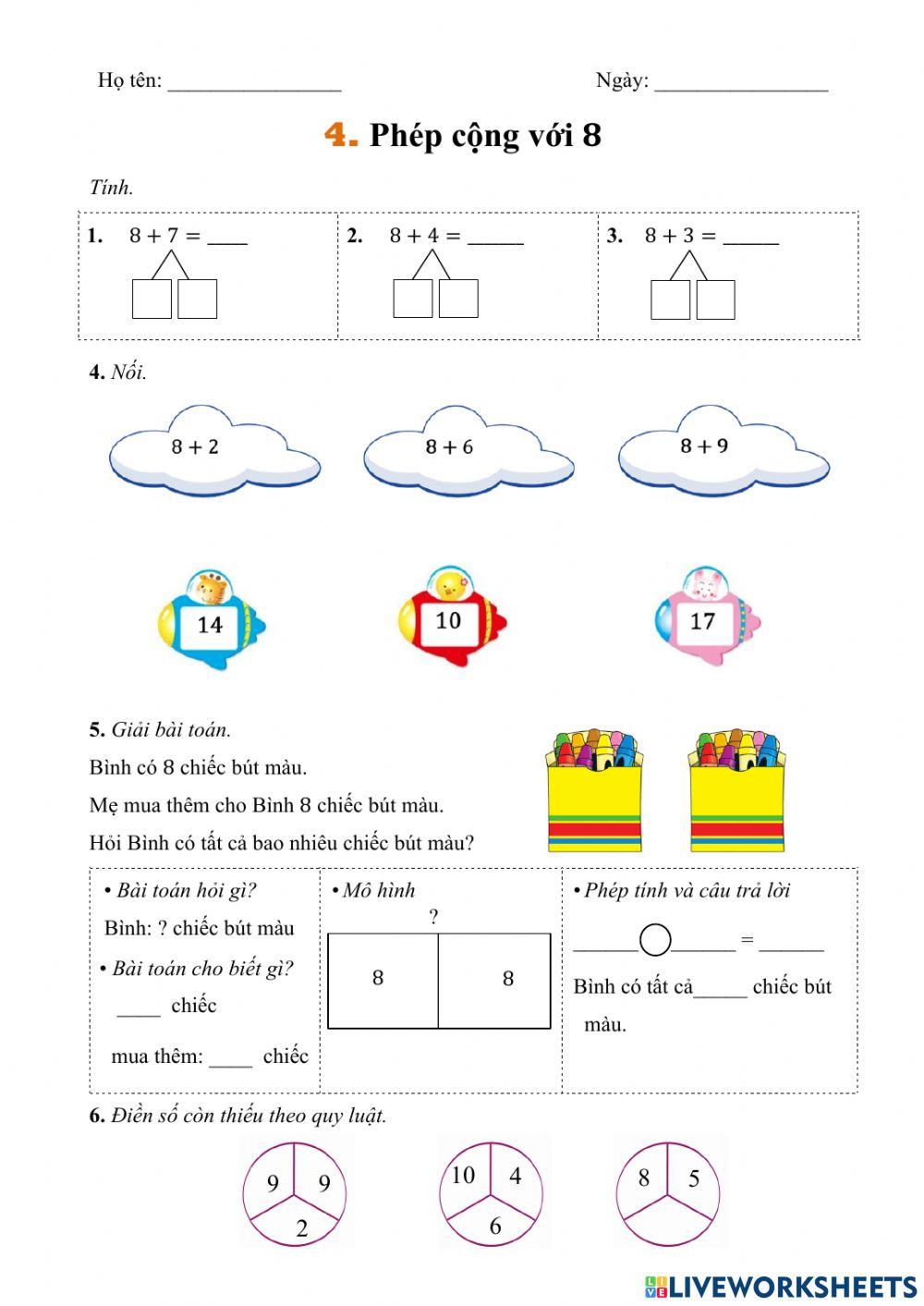 Phép cộng với 8