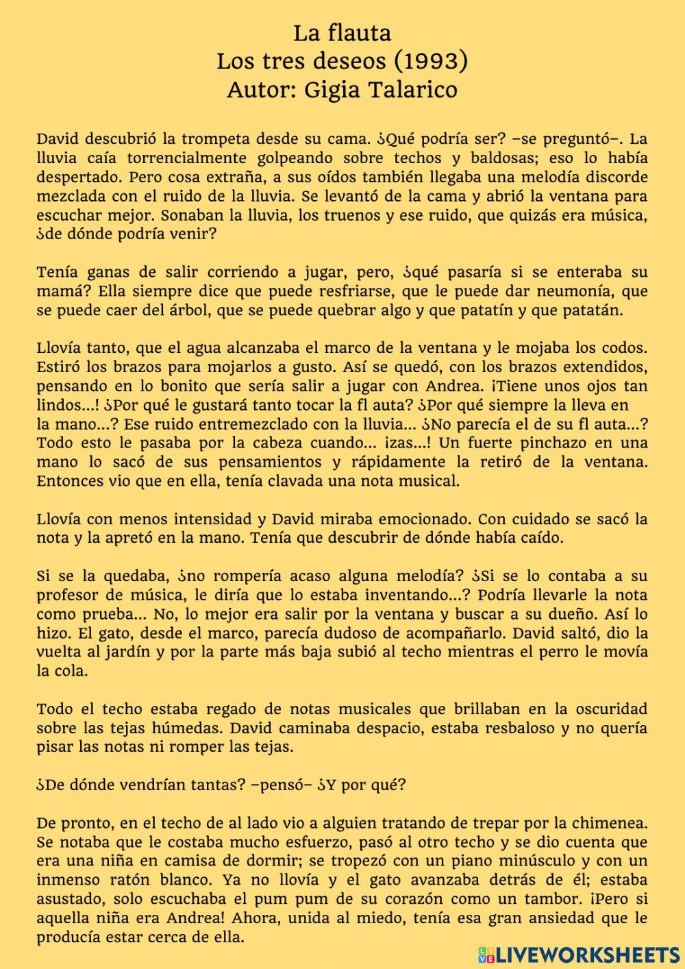 Obra literaria -LA FLAUTA-