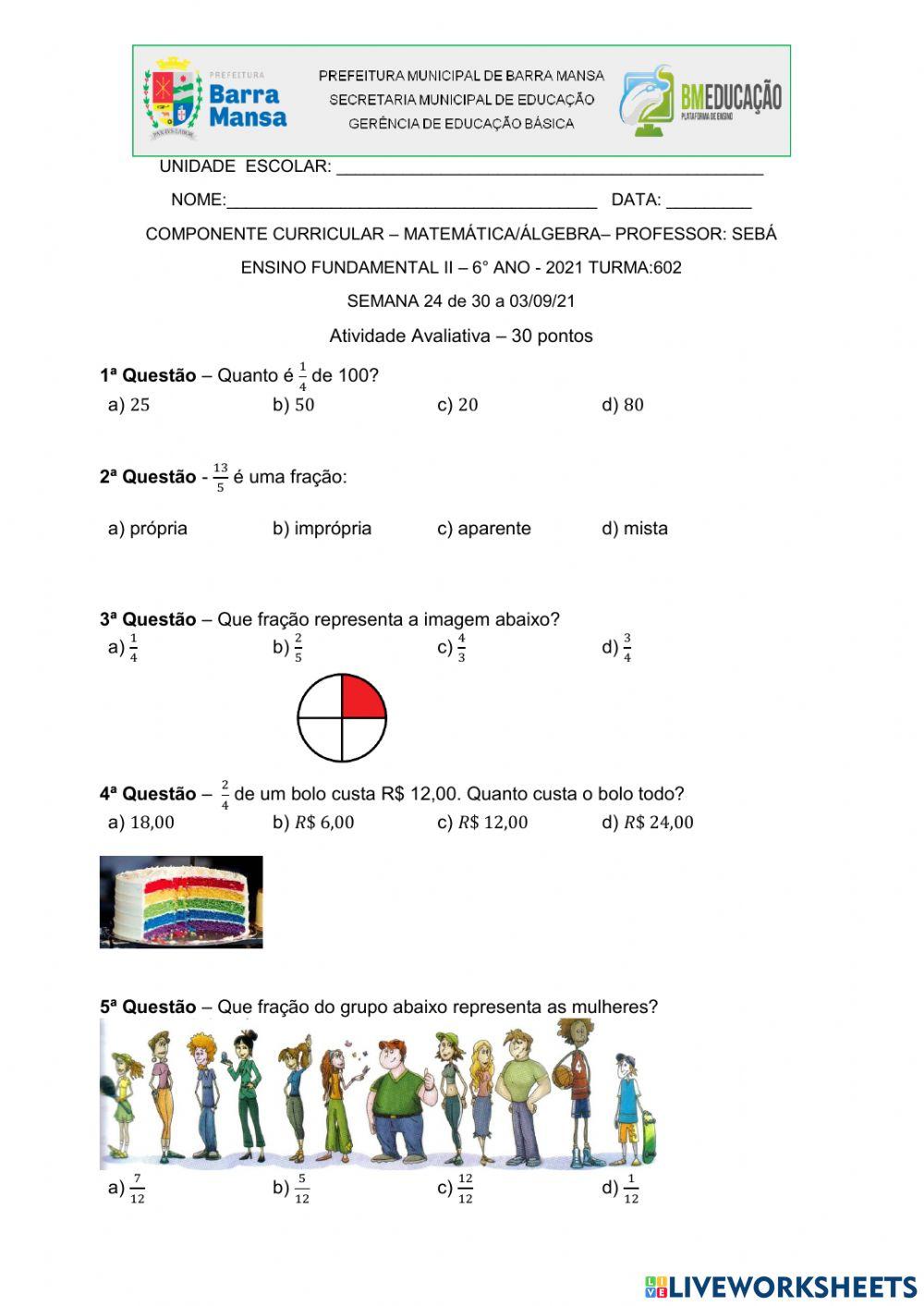 Trabalho de matemática