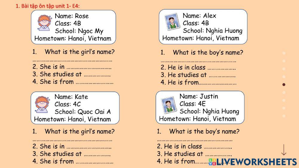 Unit 1-E4 and possessive adjectives Unit 1-E4 and possessive adjectives