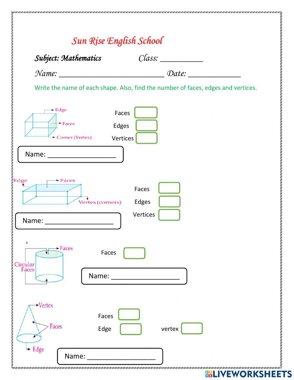 Solid shapes worksheet