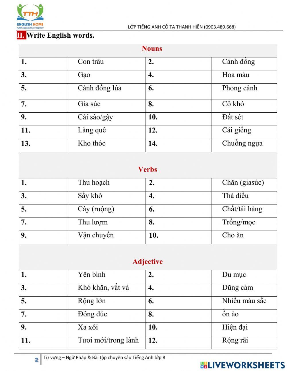 Grade 8 - Units 1& 2