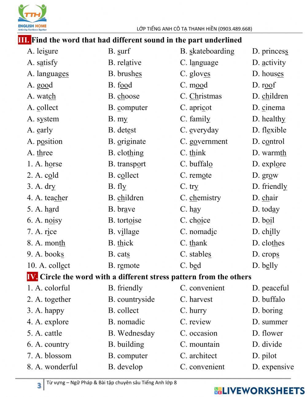 Grade 8 - Units 1& 2