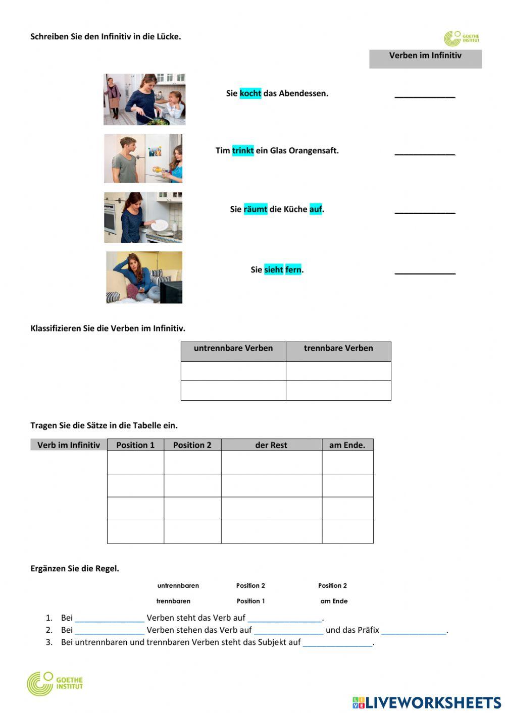 Untrennbare-Trennbare Verben