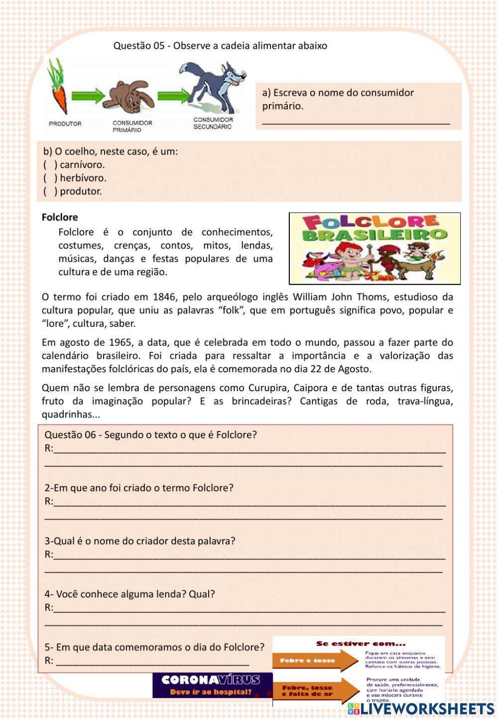 Atividade interdisciplinar