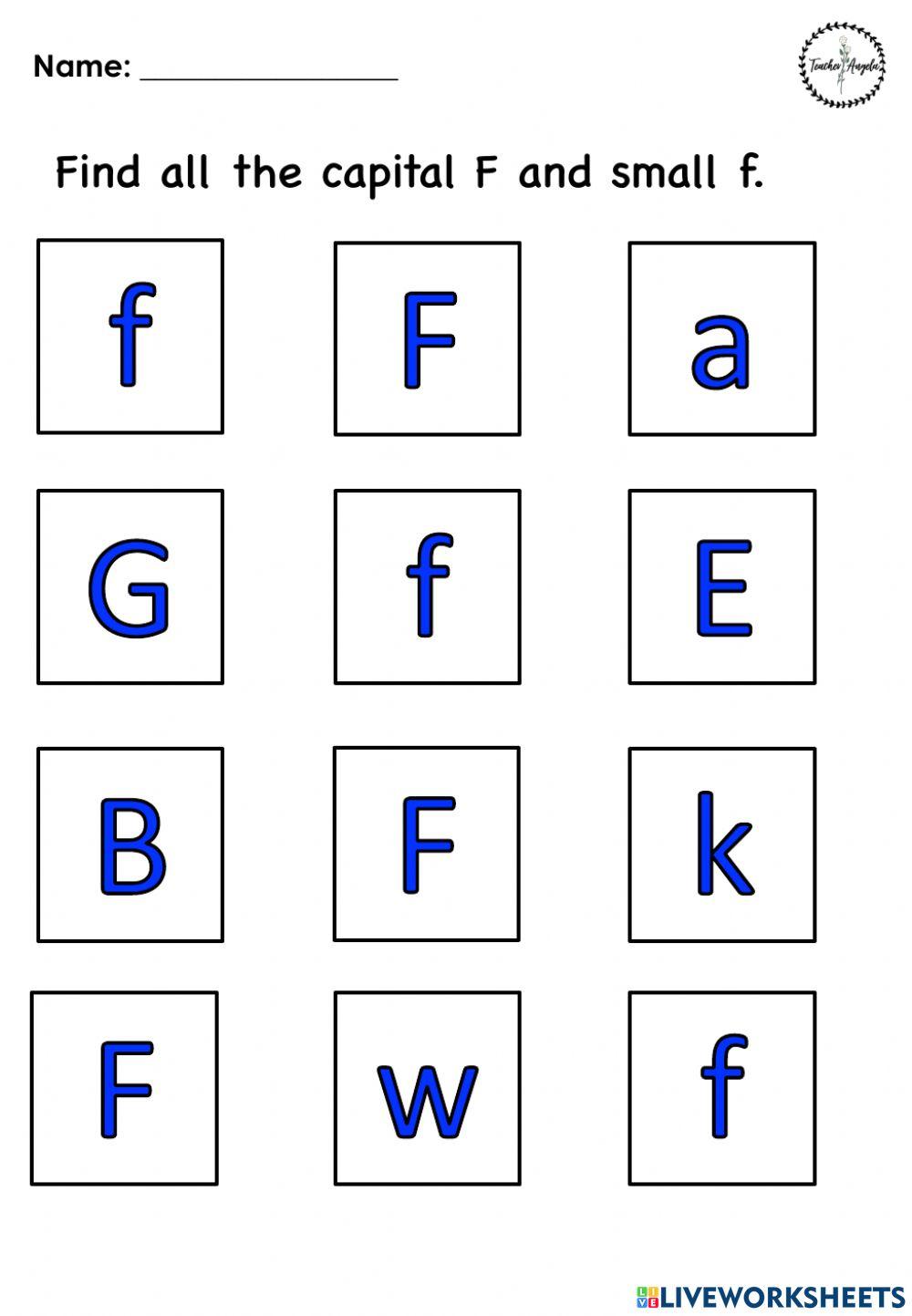 Find the letter Ff Find the letter Ff