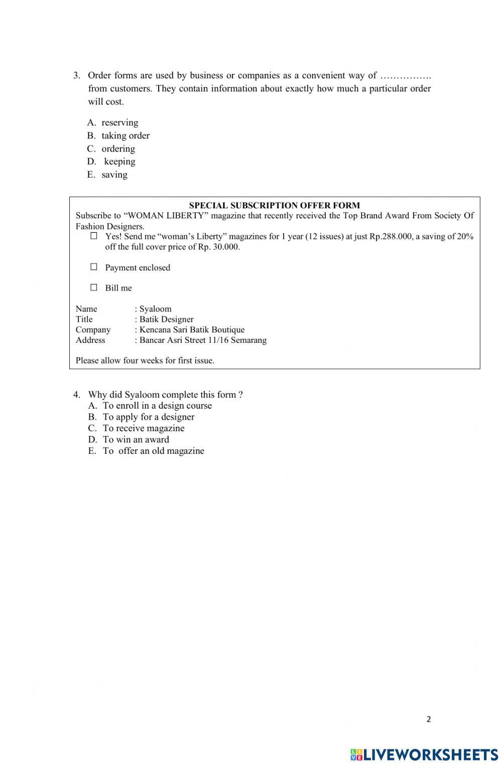 Daily Exam about Form