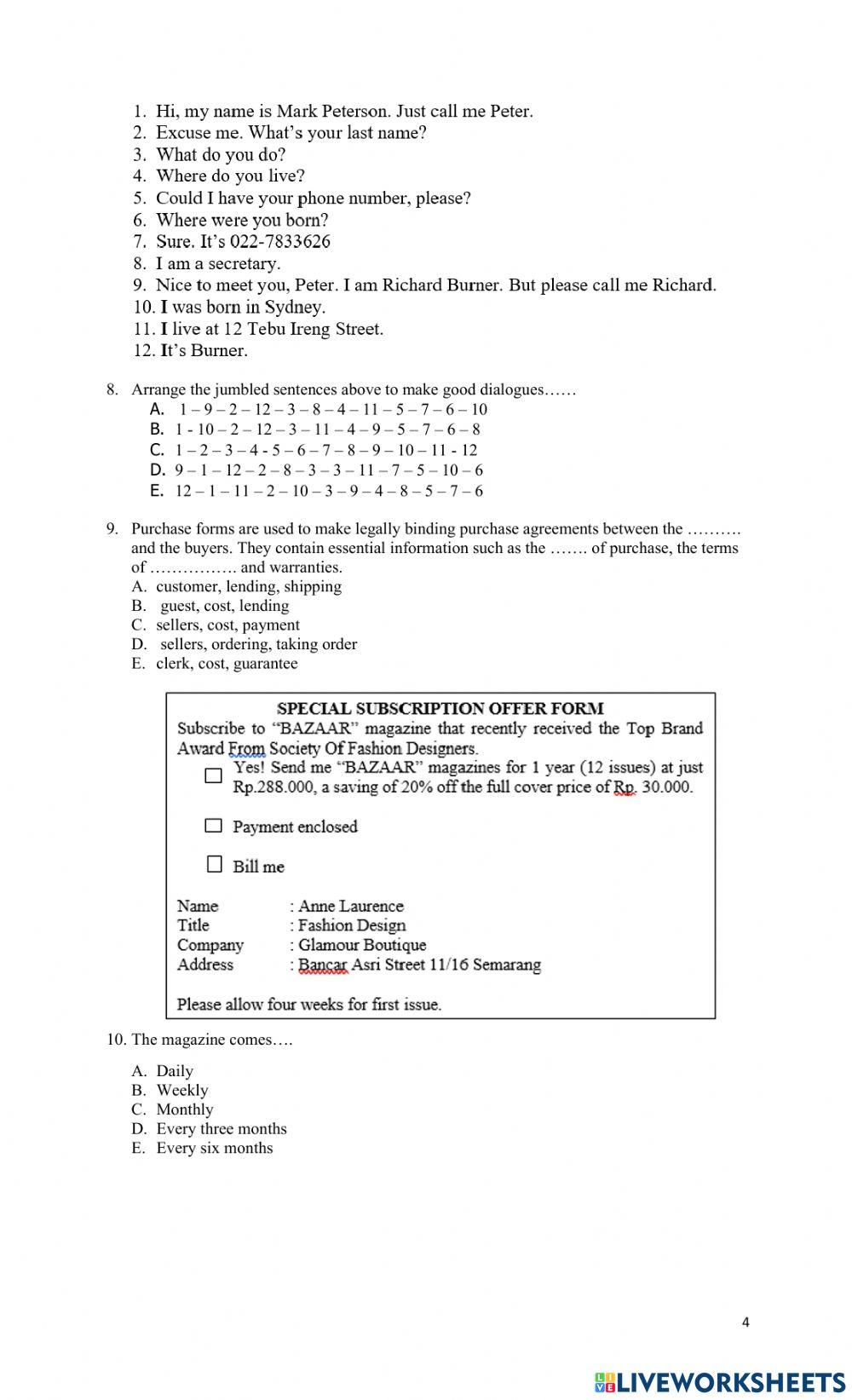 Daily Exam about Form