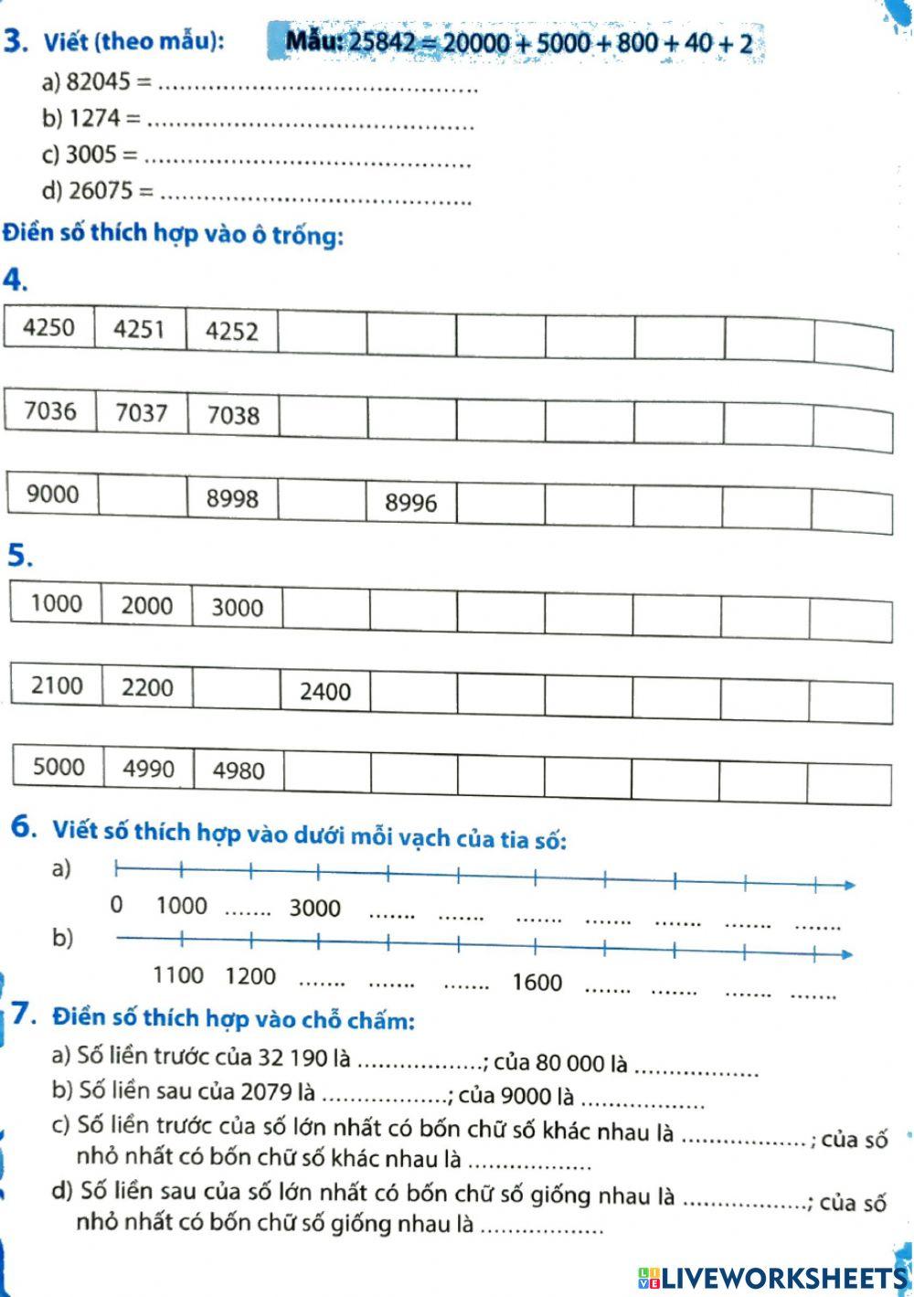 Ôn tập đầu năm 4 - Đề 1 -Toán