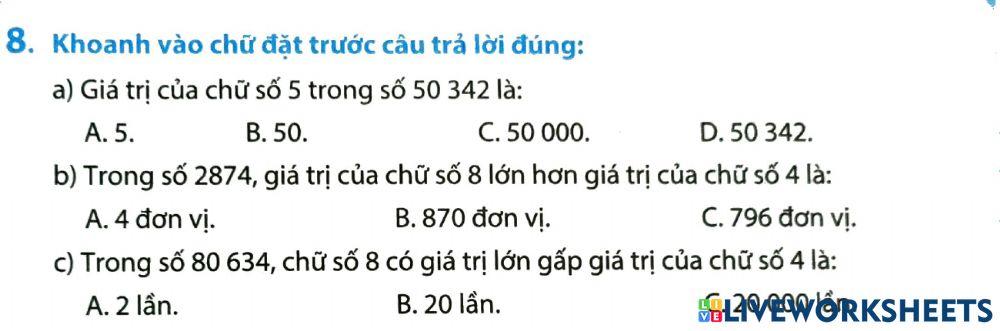 Ôn tập đầu năm 4 - Đề 1 -Toán