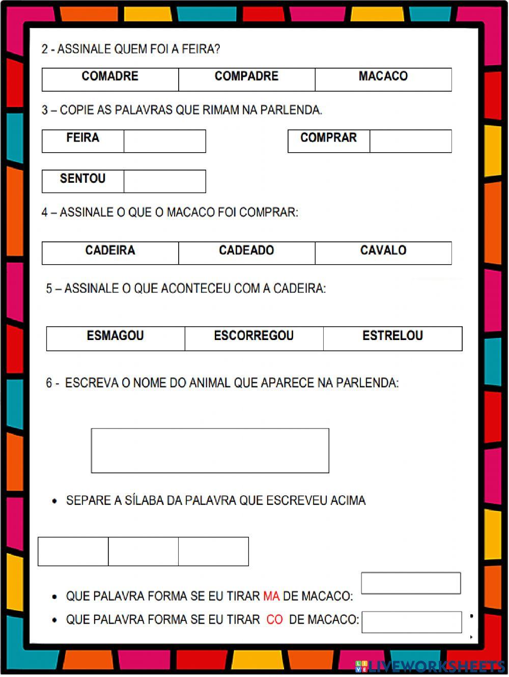 Parlenda macaco foi a feira