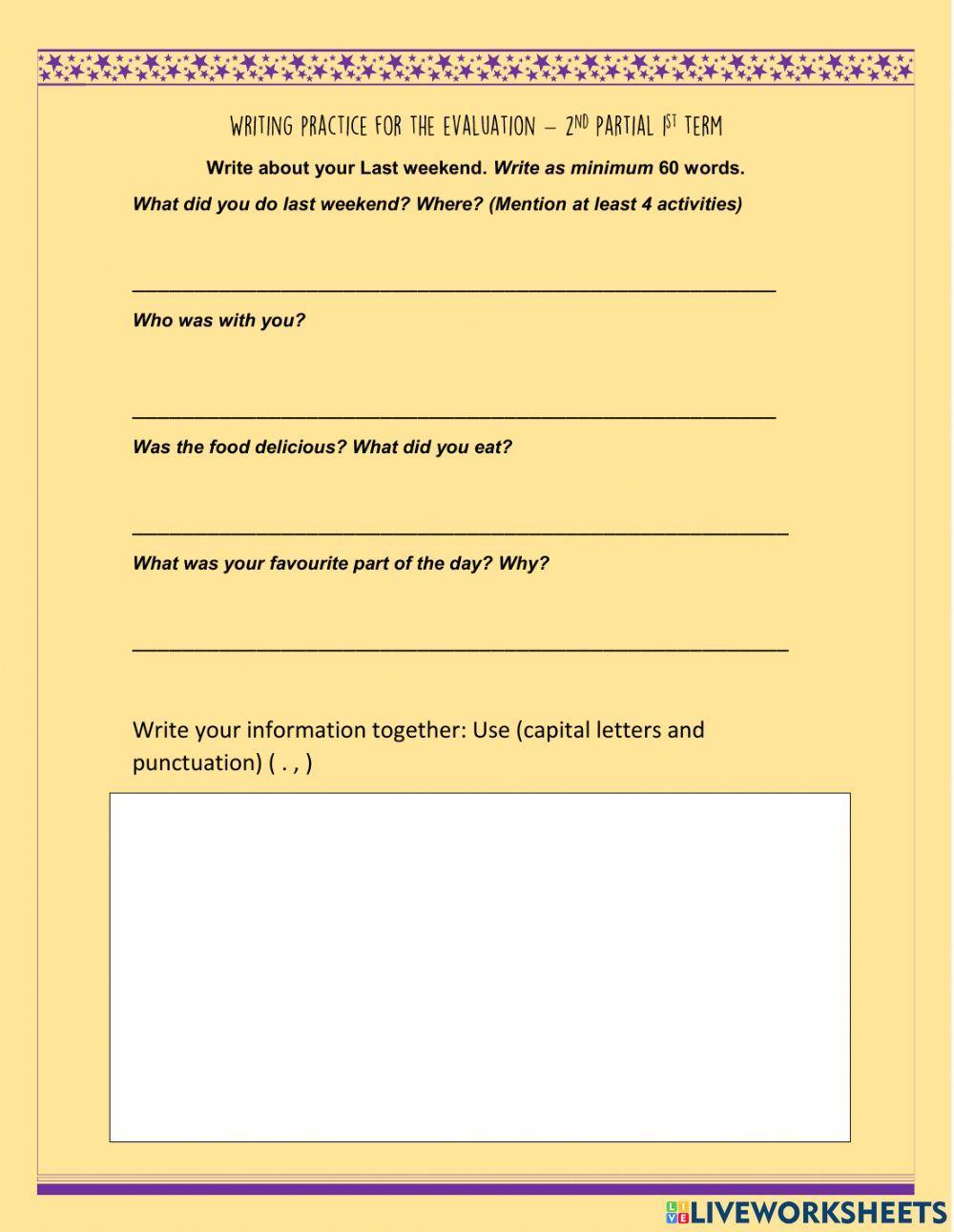 Writing practice past simple