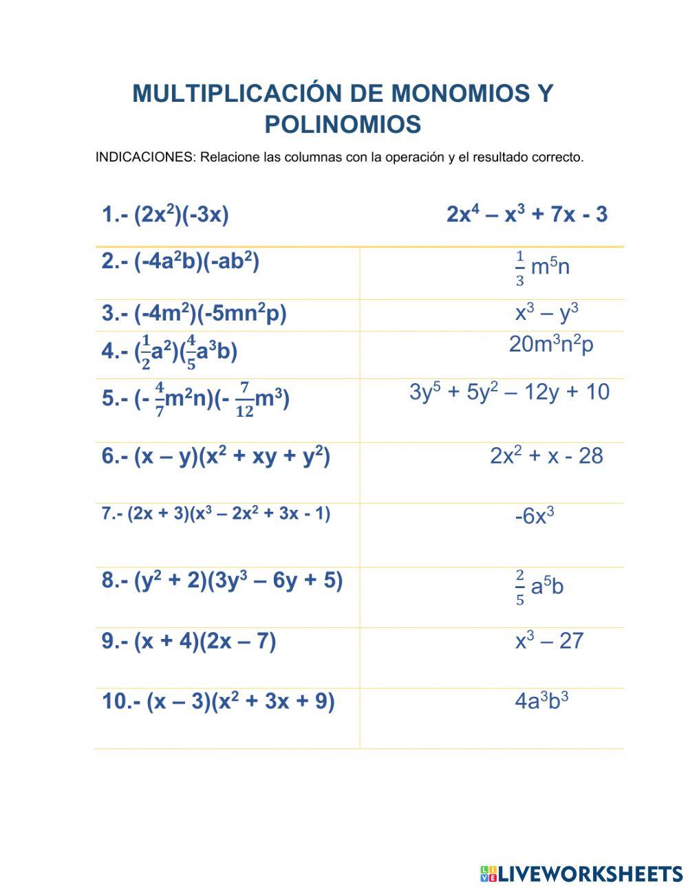 Multiplicación de polinomios