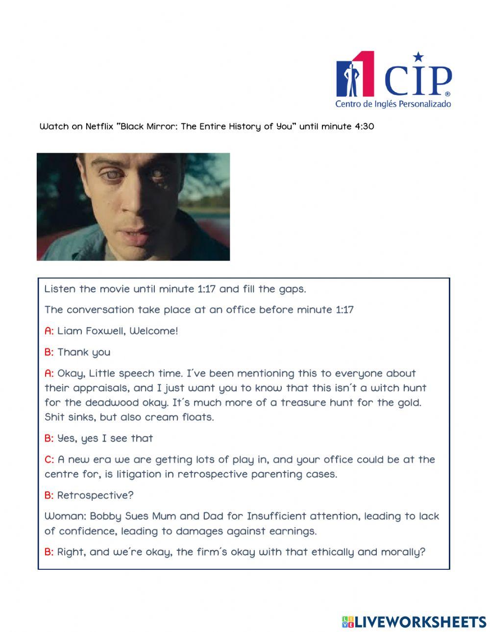 Black Mirror, The entire history of you