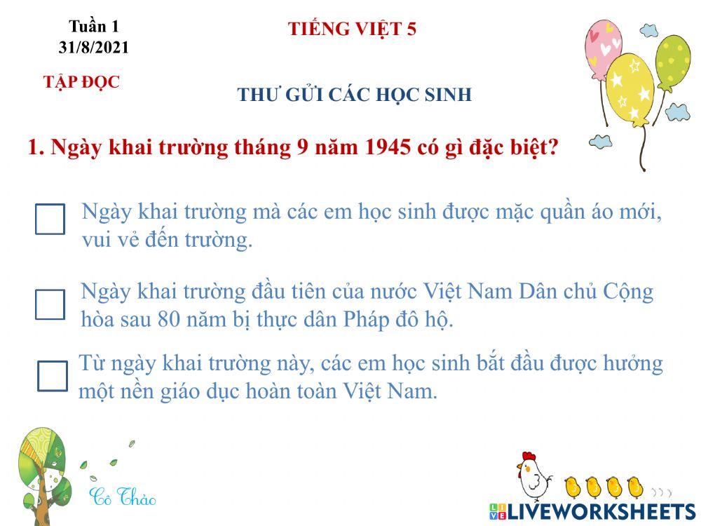 Bài tập tuần 1 (TĐ,CT,LTVC LỚP 5)